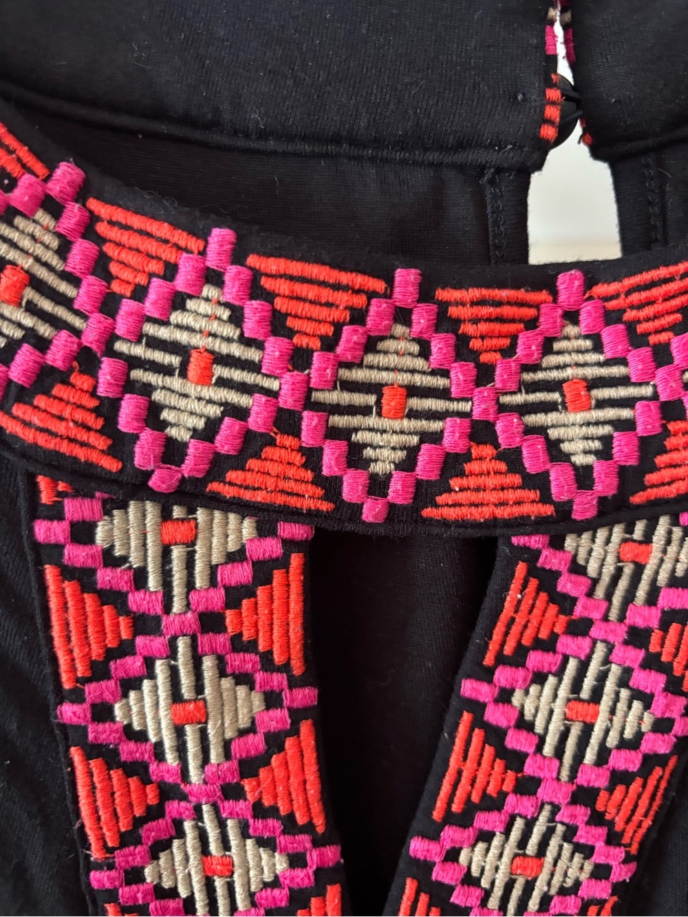 Catherines Black Maxi Dress with Pink Embroidered Trim - Picture 3 of 5